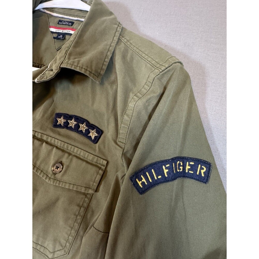 Tommy Hilfiger Men's Utilitarian Green Shirt-Jacket Patches Size XS Relaxed Fit
